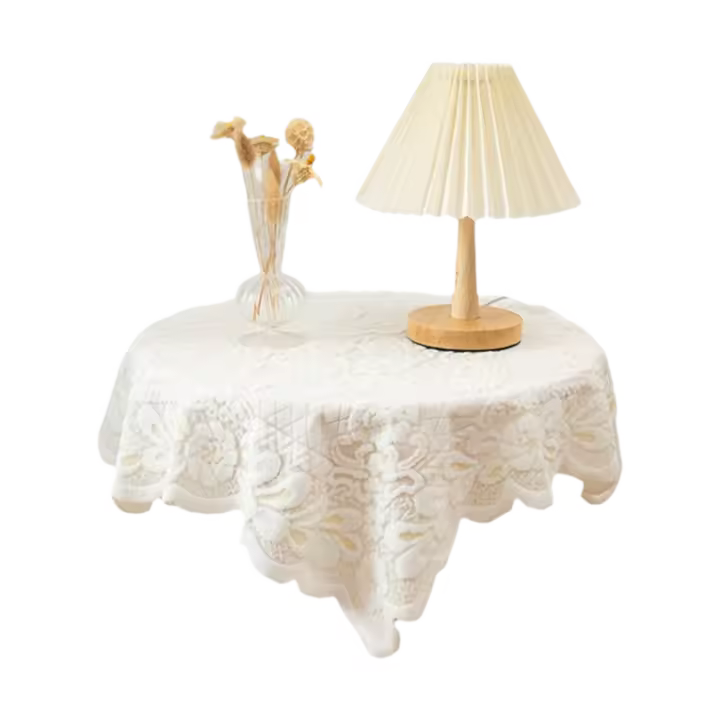 Mantel de Mesa de Encaje Blanco Retro Cubierta de Comedor Nórdica Vintage para Bodas y Fiestas - 1