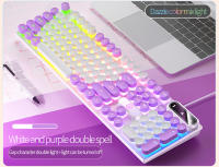 Teclado de máquina de escribir para juegos, periféricos redondos de 104 teclas con cable, Color a juego, retroiluminado, para ordenador de escritorio y portátil - details 3
