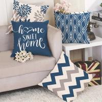 4 Fundas De Almohada Decorativas Azules Con Diseño Geométrico, Cubierta De Cojín Para Cama, Sofá, Sala De Estar - details 2