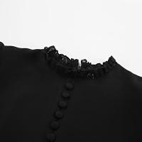 Vestido negro de línea A con diseño de manga larga para mujer, primavera verano, nuevo. - details 16
