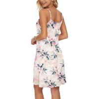 2025 Europa hermosa mujer verano delgado hombro botón cuello en V blusa de playa casual con vestido de bolsillo - details 5