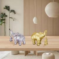 Conjunto de figuritas de resina de elefante dorado, conjunto de Navidad, escultura para el hogar, arte, mesa de sala de estar, artesanías decorativas, regalo familiar - details 10