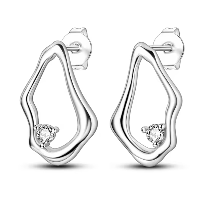 Pendientes de aro de circonita irregular en plata para mujer, pendientes, regalos de joyería - 1