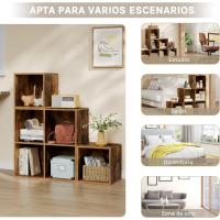 Estanteria Libreria con 6 Compartimentos, Estanteria de Almacenamiento de Madera, para Salon, Estudio y Oficina, Roble Claro, 90x30x90 cm - details 24