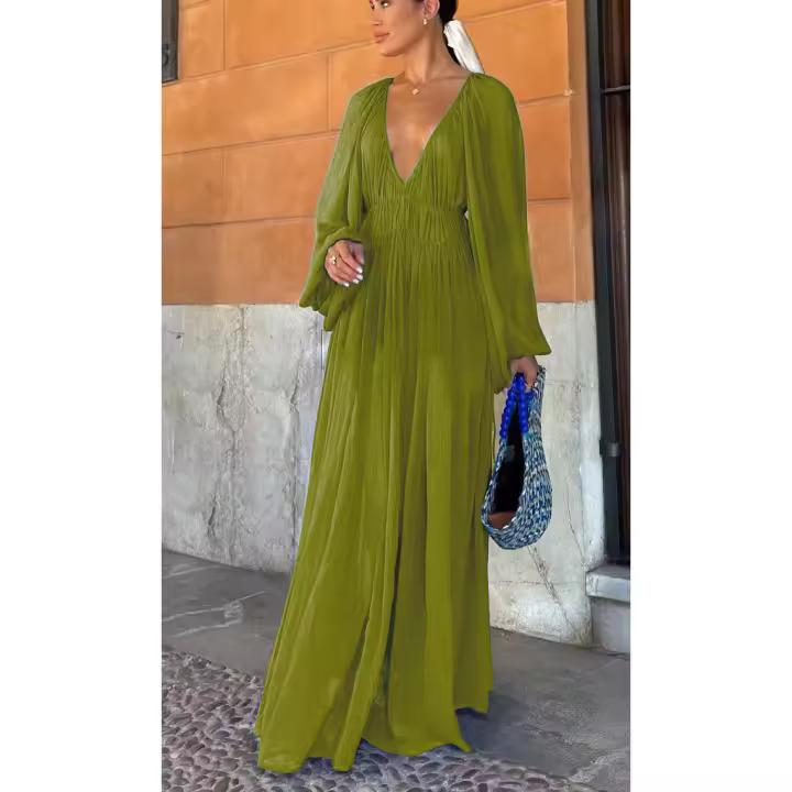 Europa, América, primavera y otoño, nuevo vestido de gasa de fiesta INS, vestido de manga larga para mujeres, holgado para vacaciones. - 1
