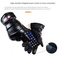 Guantes de cuero para invierno con pantalla táctil, guantes de terciopelo para mantener el calor, equipo de jinete, guantes deportivos impermeables para conducir con dedos completos, esquí - details 3
