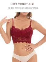 Top de Encaje Cómodo Lencería Sin Cable con Diseño Hueco para Mujeres 2pcs de Ropa Interior Sexy de Color Sólido - details 6