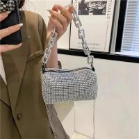 Bolso tipo cubo con diamantes de imitación de versión completa, bolso con bola de cadena brillante, mini bolso cruzado para mujer - details 4