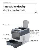 Caja de arena para gatos con pala, caja de arena plegable grande con tapa, caja para gatitos con entrada superior frontal y salida - details 1
