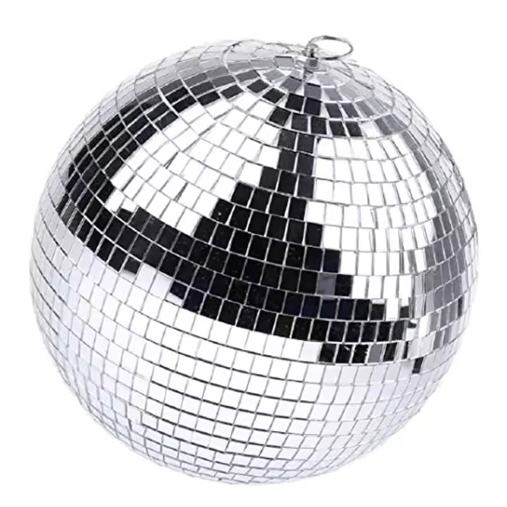Bola de discoteca de espejo con anillo colgante para fiesta con efecto de luz, decoración del hogar, escenario de Club, 8 pulgadas - 1