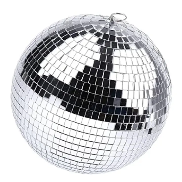 Bola de discoteca de espejo con anillo colgante para fiesta con efecto de luz, decoración del hogar, escenario de Club, 8 pulgadas - 1
