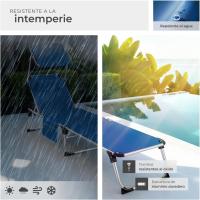 Tumbona Jardín Exterior de Aluminio, Tumbona Plegable con Reposacabezas, Parasol y Bolsillo Lateral, Tumbona Playa Reclinable en 6 Posiciones, Tumbona Piscina Resistente a Intemperie - Gris - details 38