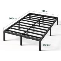 150x190 cm - Altura 36 cm con almacenamiento debajo de la cama - Estructura de cama de plataforma de metal con soporte de listones de acero - Negro - details 16