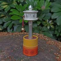 Rueda de oración tibetana Heag para aliviar el estrés y la ansiedad, diseño auténtico, perfecto para prácticas de meditación budista, aleación - details 10