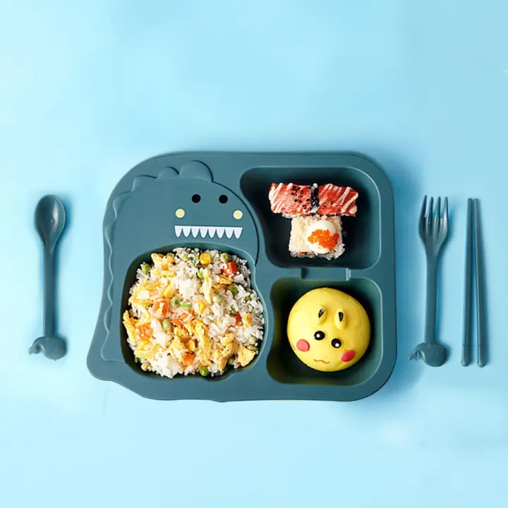 Plato de Eating Training para Bebés Juego de Cubiertos de Dibujos Animados SLAIXIU Plástico Recomendado para Niños - 1