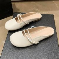 Baotou media zapatillas mujer desgaste exterior, verano nueva noche de hadas viento fondo plano sin tacón persona perezosa zapatos de un pie - details 1