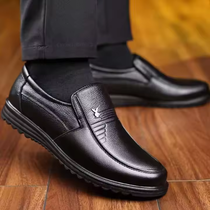 Zapatos planos transpirables informales con un solo botón a la moda británica de negocios de piel de vaca con punta redonda para hombre - 1