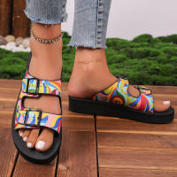 Zapatillas planas con estampado aleatorio para mujer, zapatos informales, sandalias de playa, chanclas para caminar, verano, 2024 - details 7