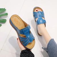 Women Cross Strap Sandals Buckle Strap Open Toe Solid Color Non-slip Slippers Slip-on Shoes - details 4