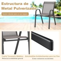 2/4 Sillas Jardín Exterior Apilables, Sillas Terraza Exterior con Tejido Transpirable Patio Playa 56 x 70 x 84 cm, Carga 150 kg (2, Gris, Grande) - details 1