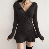 Vestido de Poliéster con Cuello en V para Mujer Moda de Verano Largo Vestido de Manga - details 3