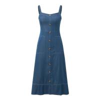 Vestido largo sin tirantes de cintura alta para mujer, sin tirantes, corte A, con bolsillos, primavera y verano - details 8