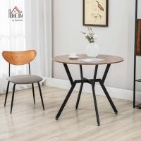 Mesa de comedor redonda industrial con tapa de madera y marco de acero para salón, carga 60 kg Ø90x76 cm - details 1