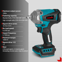 ONEVAN-llave de impacto eléctrica sin escobillas, 1200N.M, Kit de enchufe hexagonal inalámbrico de 1/2 pulgadas, herramienta de destornillador 3 en 1 para juego de pines de batería Makita - details 0