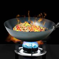Wok de hierro tradicional chino antiescaldado, olla de hierro antiadherente de fondo redondo, sartén ligera con mango de madera, Cocina de Inducción - details 5
