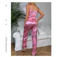 Conjunto De Pijamas De Seda Para Mujer Lencería Dormir Vuelta Sexy Sin Mangas Con Aros Y Pantalones Ropa Interior De Verano - details 6