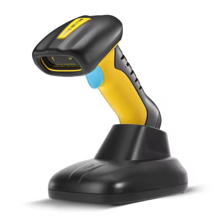 Escáner de Barcode Bluetooth Industrial NT-1200 Lector de Código QR Inalámbrico 2D con Protección de Caída Monitor y Impresora - 1