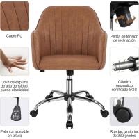 Ergonómica Reclinable Ruedas Giratorias 360 °     Ornador Ajustable en Altura Asiento Acolchado Carga MAX 136 KG - details 6