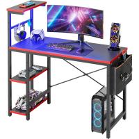 Ordenador con estanterías, pequeño Escritorio esquinero con iluminación LED y enchufes, 113 cm - details 15
