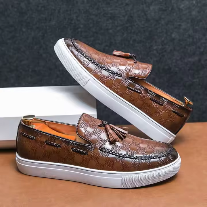 Nuevos zapatos Oxford de cuero genuino para hombre de diseñador de alta calidad, estilo de punta redonda, fáciles de usar de talla grande - 1