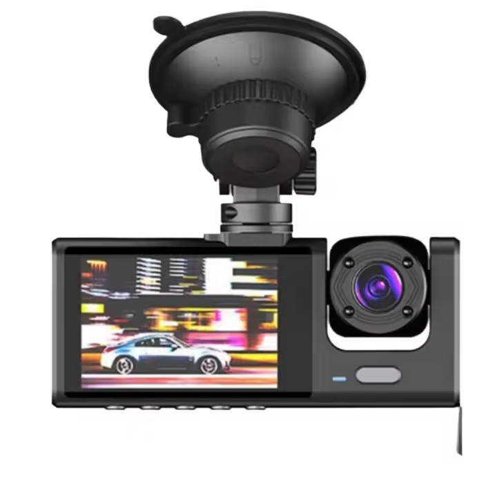Cámara de salpicadero DVR para coche, 3 lentes, 3 canales, HD 1080P, frontal y trasera, visión nocturna - 1