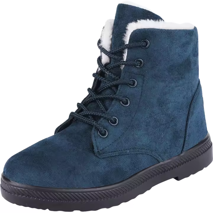 Botas De Nieve Cálidas Antideslizantes Para Mujer, Botines Impermeables Al Aire Libre, Zapatos De Senderismo De Piel, Zapatillas De Felpa Con Cordones, Invierno - 1