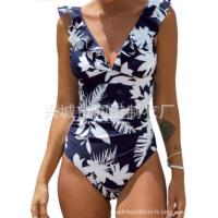 Traje de baño con cuello en V con traje de baño con cordones y borde con volantes - details 12