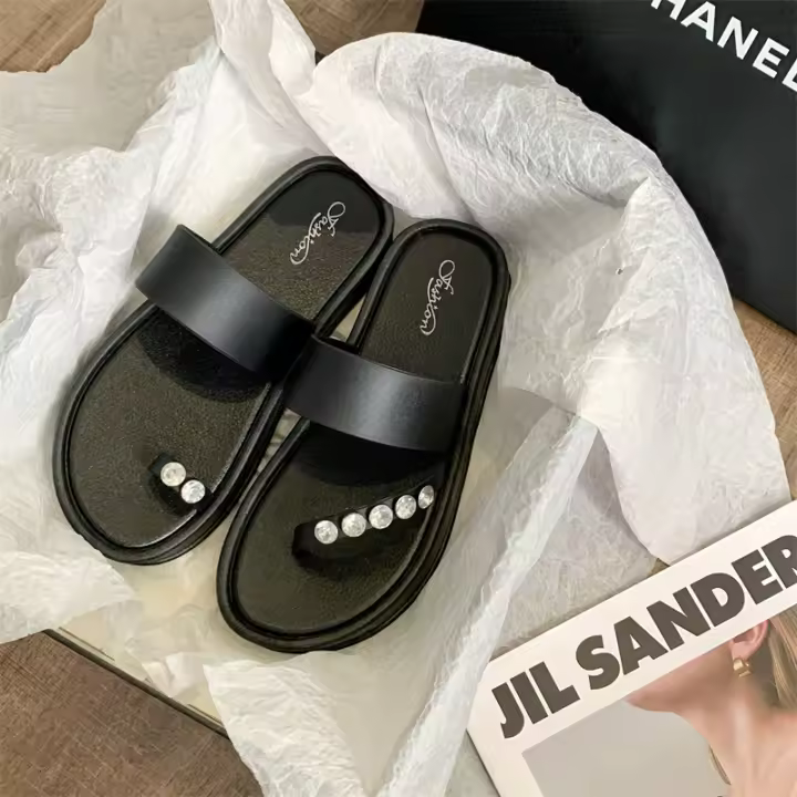 Zapatillas de Casa de Moda para Mujeres Primavera 2024 Estilo Retro con Suela Gruesa - 1