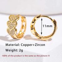 Pendientes chapados en oro con forma de corazón de circonio de acero inoxidable para mujer, regalo de joyería 2024 - details 0