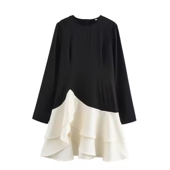 OUWU- Vestido nuevo de primavera, estilo femenino, diseño de borde de volante irregular, nicho - 1