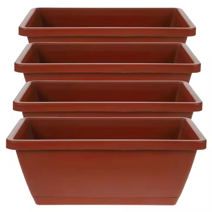 METRO rectangular de plástico flores verduras, ventanas CA con bandejas de té para uso interior y exterior, 4 piezas - 1