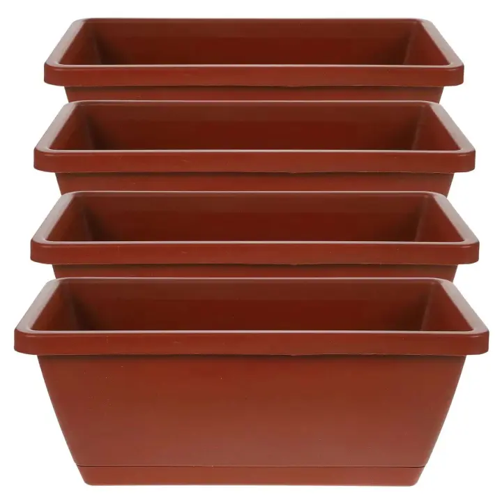 METRO rectangular de plástico flores verduras, ventanas CA con bandejas de té para uso interior y exterior, 4 piezas - 1