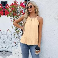 Camiseta sin mangas de verano para mujer estilo coreano con tirantes, top de color sólido. - details 7