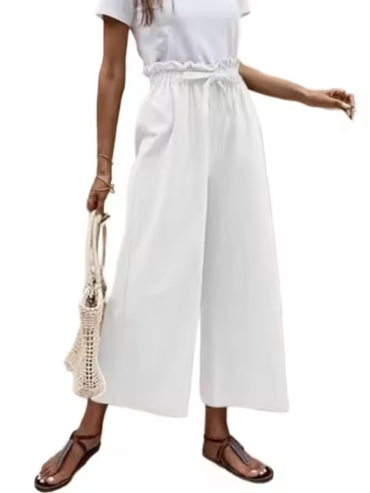 Pantalones cortos de pierna ancha para mujer con cintura elástica, comodidad de verano, estilo coreano - 1