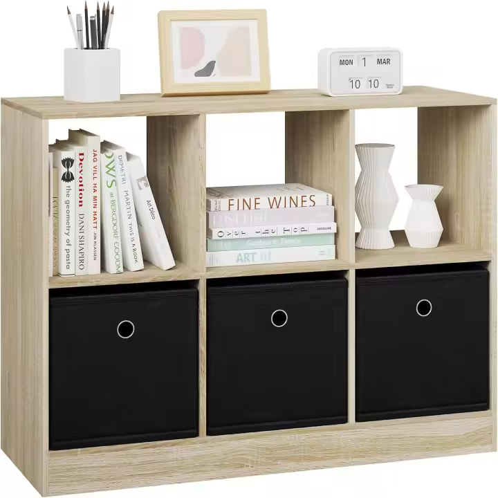 Blanca, Estanteria Almacenaje, 9 Cubos y 3 Cajones Tela no Tejida, Estanteria Libros, Biblioteca Estanteria Separador, Mueble Almacenaje para Salón u Oficina, 80x30x86,5 cm, SK041ws - 1