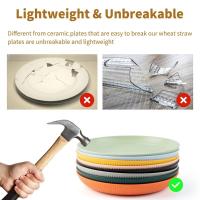 23cm Round Salad Dessert Dinner Plate Stackable Unbreakable Reusable 4Pcs Wheat Straw Dish Microwave Safe Fruit Plate for Dining - details 4