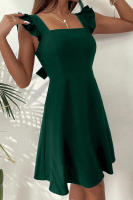 Vestido corto con cuello cuadrado y tirantes para mujer, traje de verano, Color liso, espalda descubierta - details 19