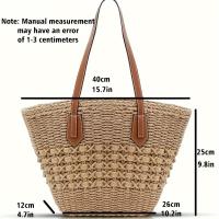 Bolso de Paja Hueco a Moda Casual Bolso de Playa para Mujeres de Gran Capacidad con Cinturón de Trenza Ideal para Compras Diarias y Viajes - details 2