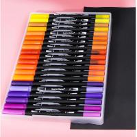 Set de Marcares de Acuarela de 12/24/36/48 Colores Pluma de Pincel Doble Punta y Pluma de Dibujo de Línea Fina Suministros de Arte Escolar - details 3