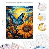 RUOPOTY-pintura por número con Marco, girasoles, mariposa, arte de pared, Imagen en números, manualidades Diy, obra de arte en lienzo - details 4